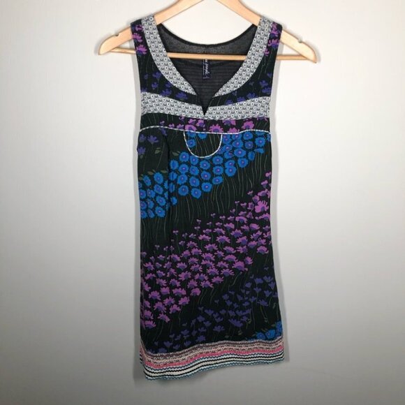 FREE  People Patchwork Flower Field Shift Dress Size 0 - Picture 1 of 7
